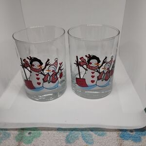Vintage Libbey Dancing Snowman Glasses